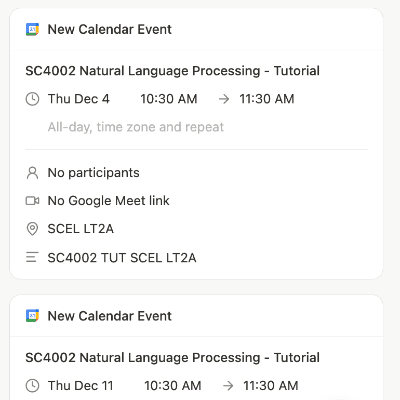 From class schedule to Google Calendar bookings